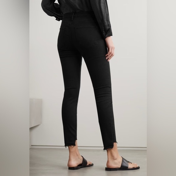 FRAME Le Skinny de Jeanne black jeans with raw jagged hems size 24 - Picture 2 of 11
